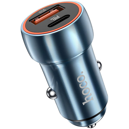 Bil laddare HOCO Z46A, 20W, 3A, 1 x USB-A - 1 x USB-C, Blå