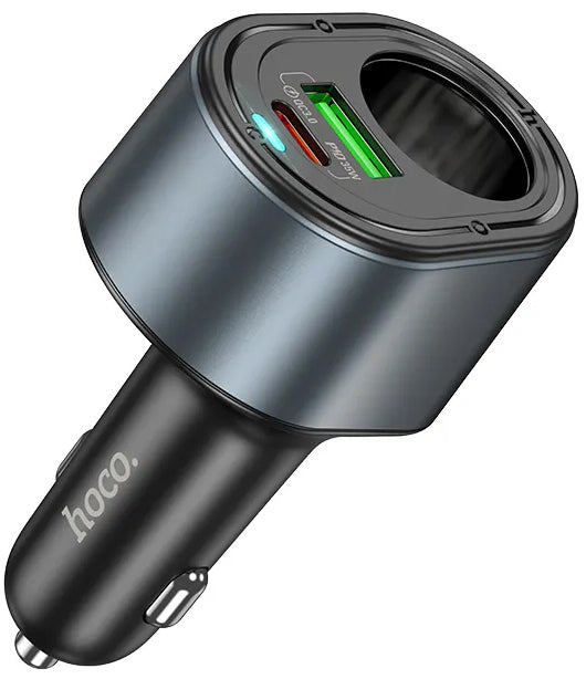 Bil laddare HOCO Z56, 35W, 3A, 1 x USB-A - 1 x USB-C - 1 x cigarettändaruttag, Svart