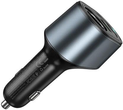Bil laddare HOCO Z56, 35W, 3A, 1 x USB-A - 1 x USB-C - 1 x cigarettändaruttag, Svart