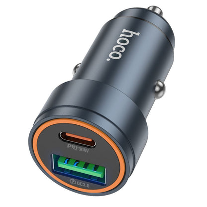 Bil laddare HOCO Z57A, 30W, 3A, 1 x USB-A - 1 x USB-C, Grå