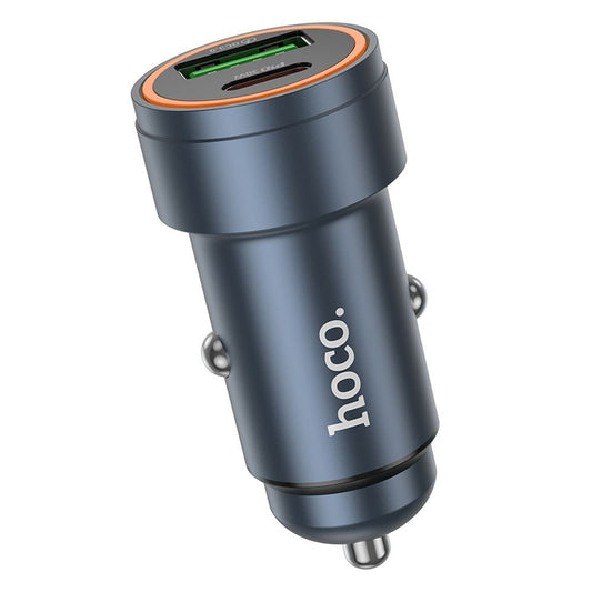 Bil laddare HOCO Z57A, 30W, 3A, 1 x USB-A - 1 x USB-C, Grå