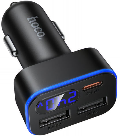 Bil laddare HOCO Z63A Display, 42W, 3A, 1 x USB-C - 2 x USB-A, Svart