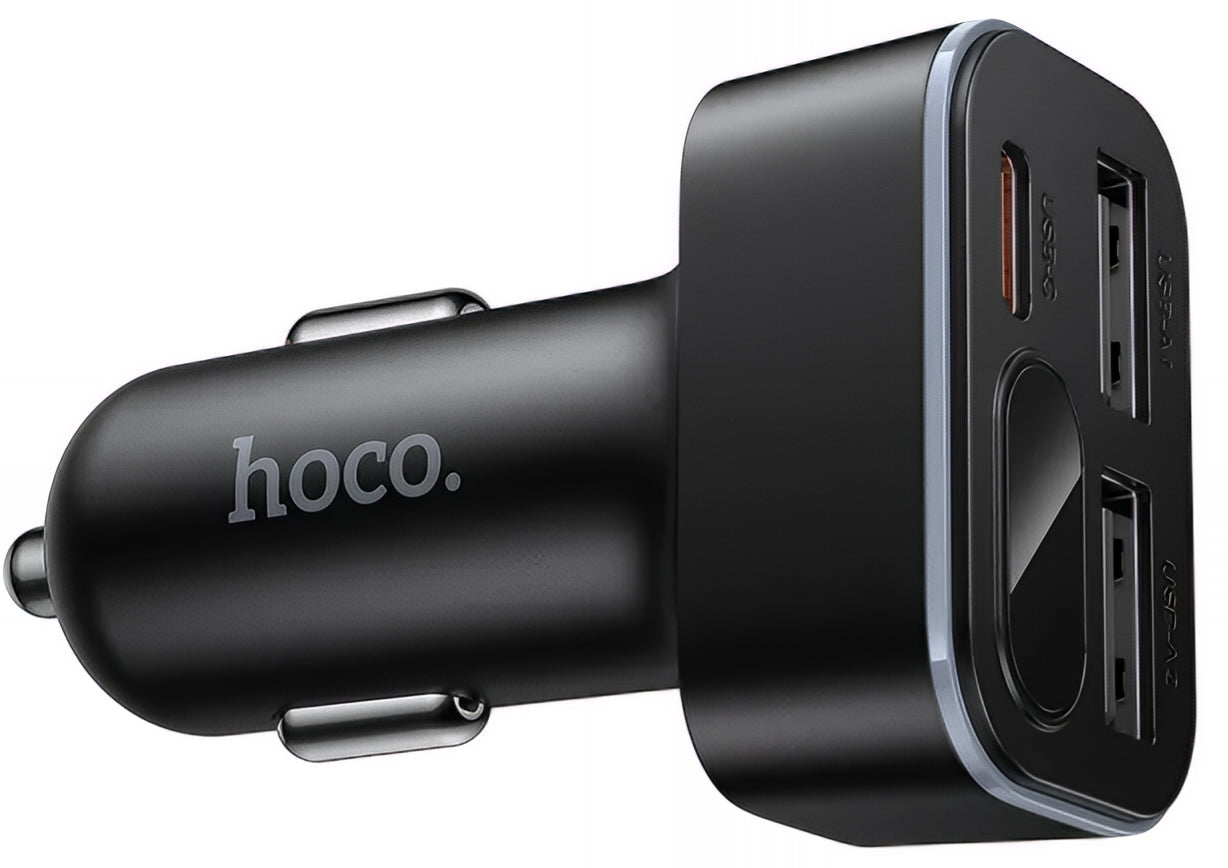 Bil laddare HOCO Z63A Display, 42W, 3A, 1 x USB-C - 2 x USB-A, Svart