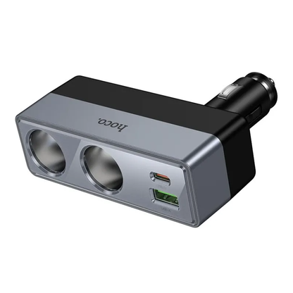 Biladapter HOCO Z65B, 240W, 1 x USB-A - 1 x USB-C - 2 x Tändaruttag, Svart