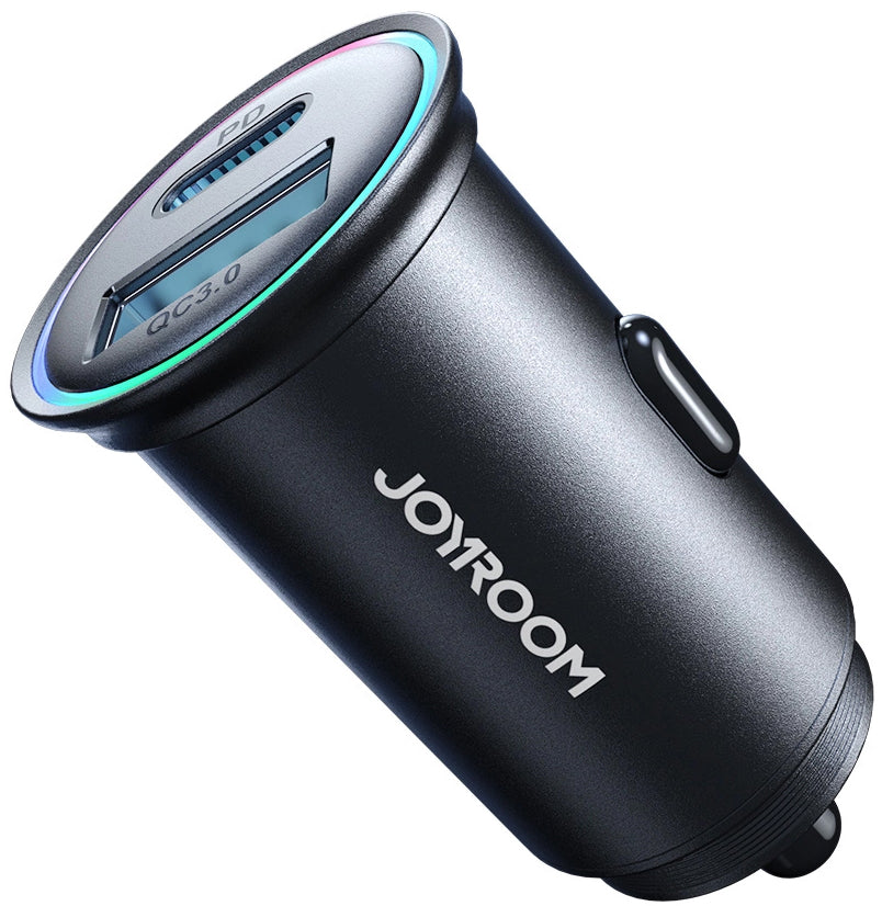 Bil laddare Joyroom JR-CCN04, 60W, 3A, 1 x USB-A - 1 x USB-C, Svart