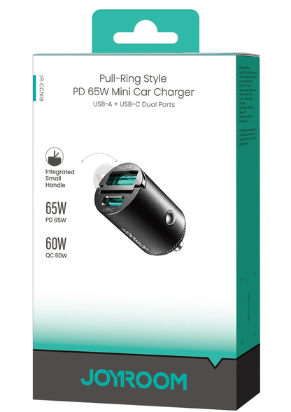Bil-laddare Joyroom JR-CCN18, 65W, 1 x USB-A - 1 x USB-C, Svart