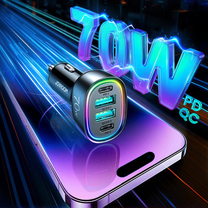 Joyroom Car Charger JR-CL29, 70W, 3A, 2 x USB-A - 2 x USB-C, Black 