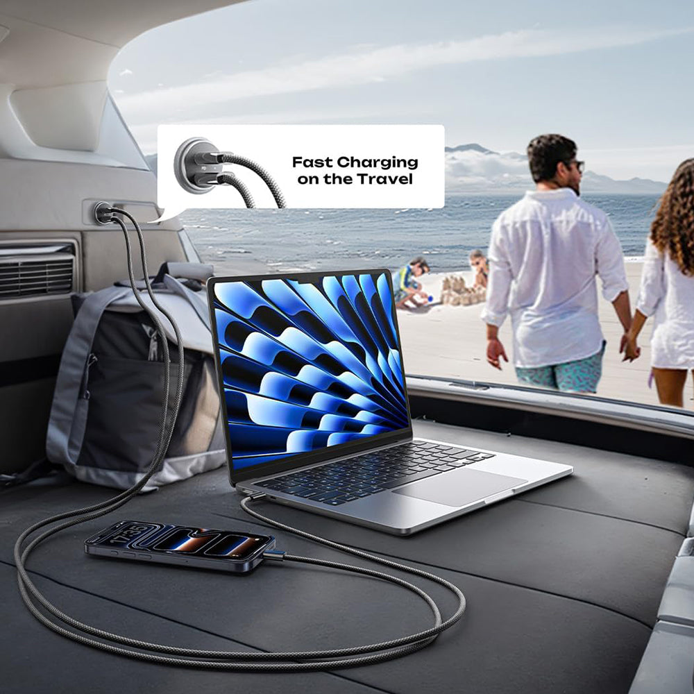 Bil laddare Lisen, 45W, 3A, 2 x USB-C, Svart YL0223080007