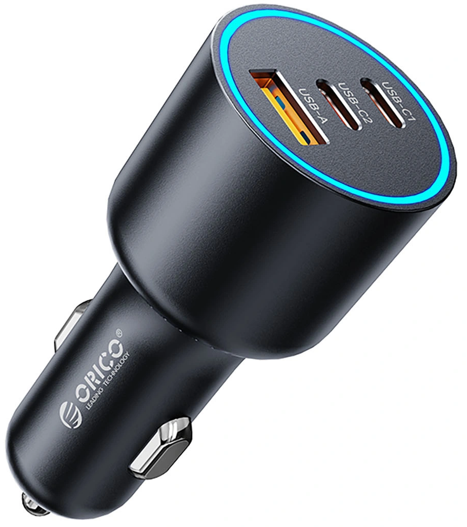 Orico HyperDrive Billaddare, 165W, 5A, 1 x USB-A - 2 x USB-C, Svart
