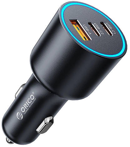 Orico HyperDrive Billaddare, 165W, 5A, 1 x USB-A - 2 x USB-C, Svart
