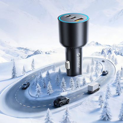 Orico HyperDrive Billaddare, 165W, 5A, 1 x USB-A - 2 x USB-C, Svart