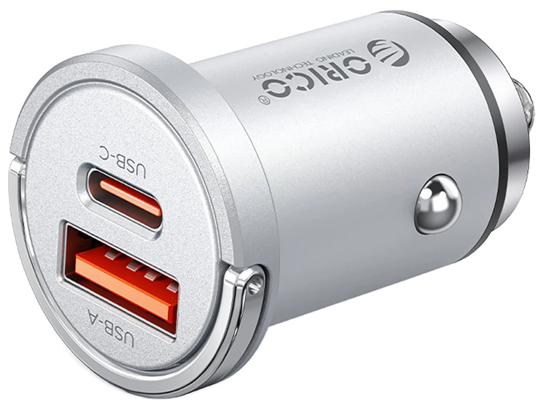 Orico MiniRing Pro Billaddare, 45W, 3A, 1 x USB-A - 1 x USB-C, Silver