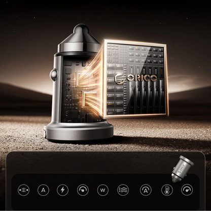 Orico MiniRing Pro Billaddare, 45W, 3A, 1 x USB-A - 1 x USB-C, Silver