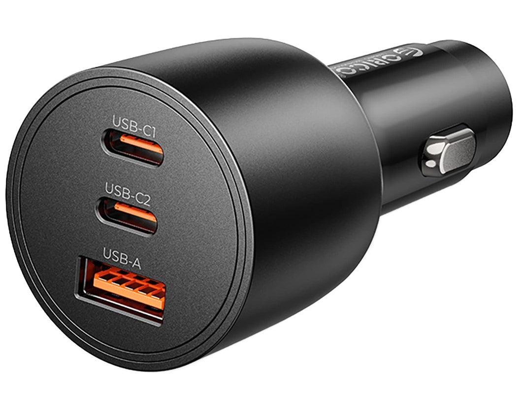 Orico PowerLink billaddare, 165W, 5A, 1 x USB-A - 2 x USB-C, Svart