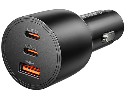 Orico PowerLink billaddare, 165W, 5A, 1 x USB-A - 2 x USB-C, Svart
