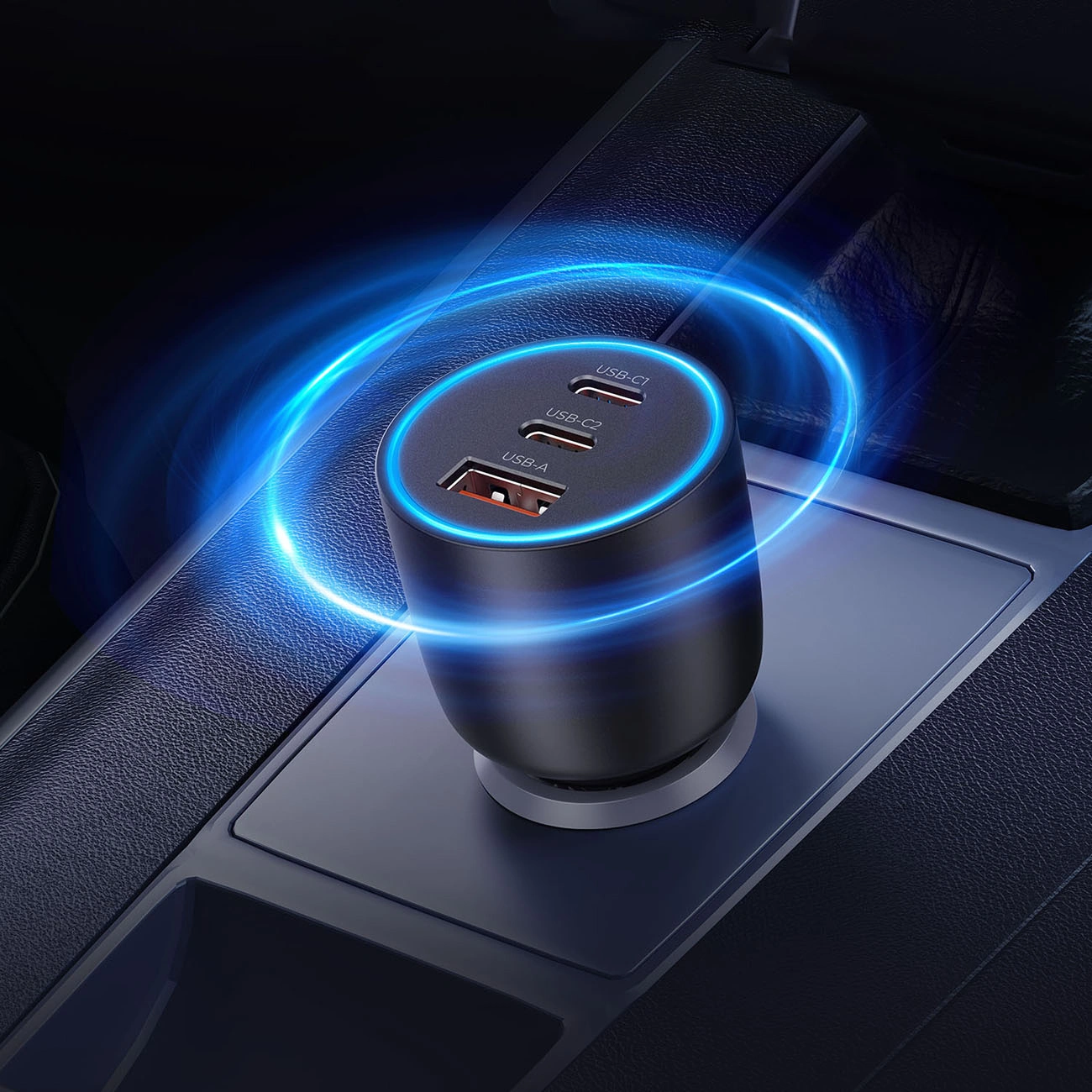 Orico PowerLink billaddare, 165W, 5A, 1 x USB-A - 2 x USB-C, Svart