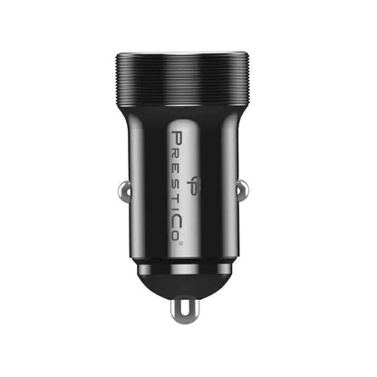 Bil laddare Prestico K2A, 20W, 3A, 1 x USB-A - 1 x USB-C, Svart