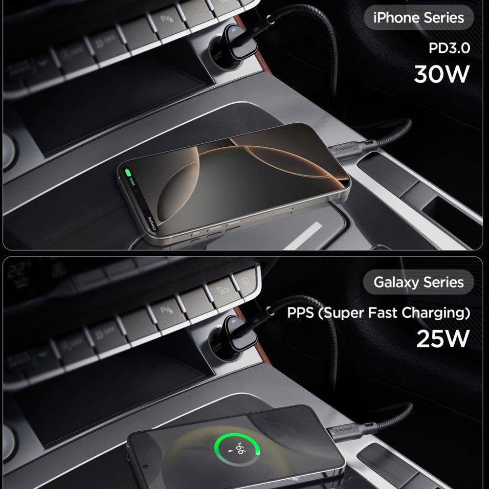 Bil laddare Spigen EV301 Essential, 30W, 3A, 1 x USB-C, Svart