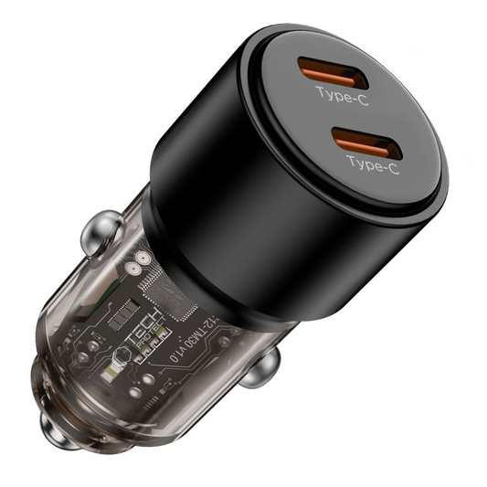 Tech-Protect CC03 billaddare, 100W, 3,25A, 2 x USB-C, svart