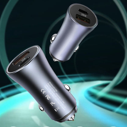 Bil laddare Techsuit C3 RescueVolt, 48W, 3A, 1 x USB-A - 1 x USB-C, Grå