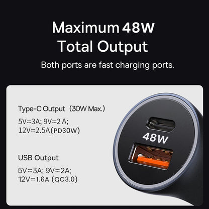 Bil laddare Techsuit C3 RescueVolt, 48W, 3A, 1 x USB-A - 1 x USB-C, Grå