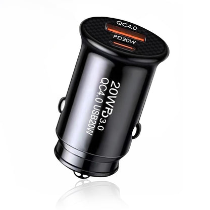 Bil laddare Techsuit C4 MiniFuseX, 20W, 3A, 1 x USB-A - 1 x USB-C, Svart