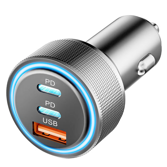 Bil laddare Techsuit C6 DriveBoost, 60W, 3A, 1 x USB-A - 2 x USB-C, Silver
