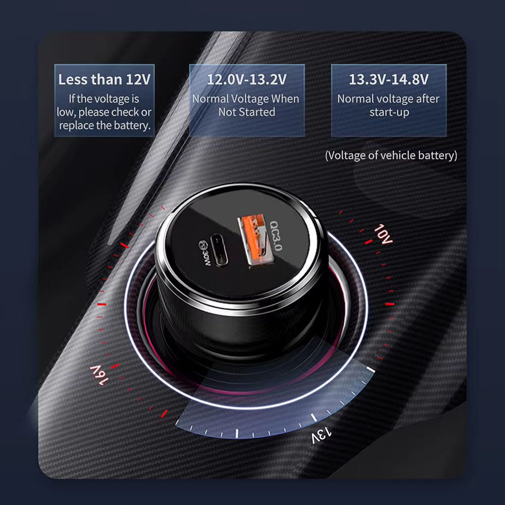 Techsuit TE-P31 Premium Car Charger, 48W, 3A, 1 x USB-A - 1 x USB-C, Black