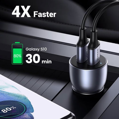 Billaddare UGREEN CD213, 36W, 3A, 2 x USB-A, Grå 