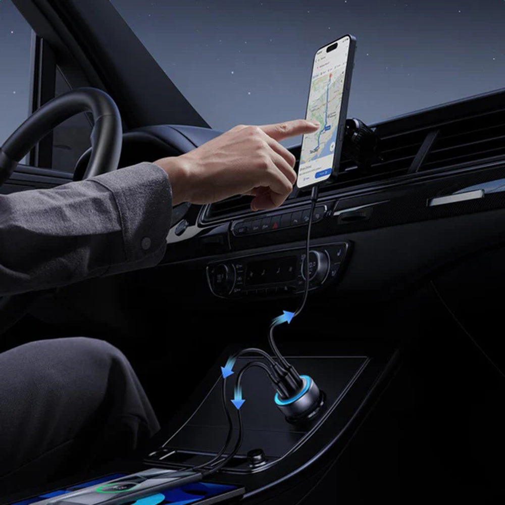 UGREEN EC307 Bil laddare, 30W, 3A, 1 x USB-A - 2 x USB-C, Grå