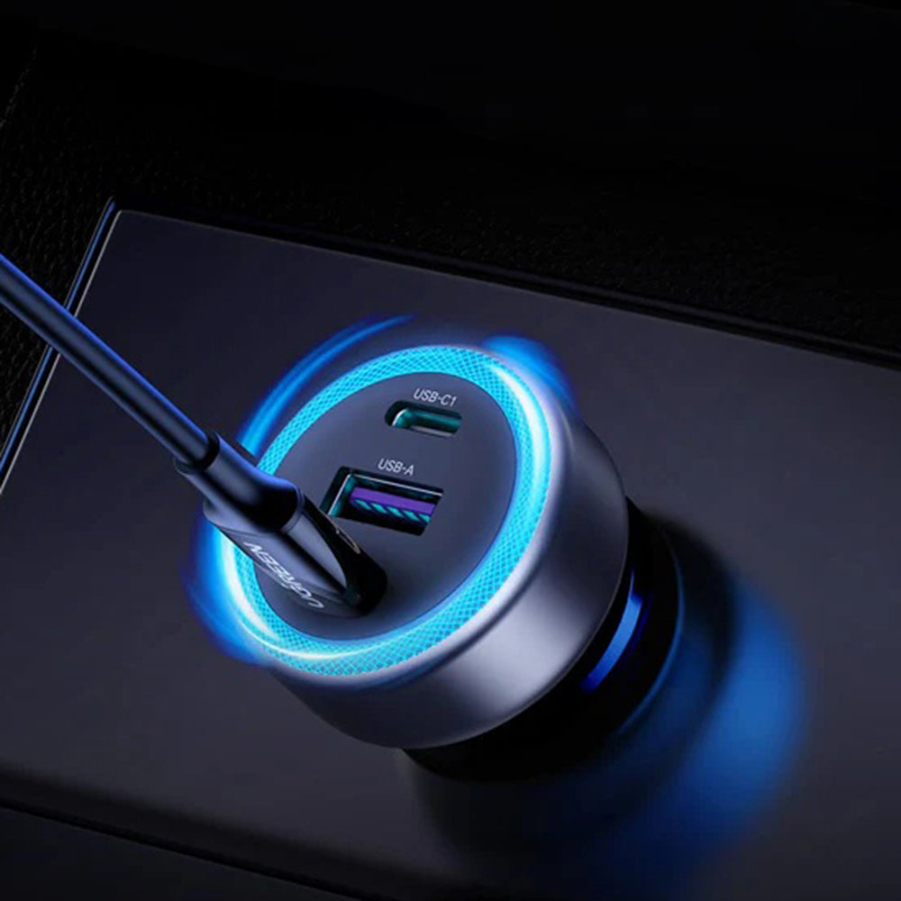 UGREEN EC307 Bil laddare, 30W, 3A, 1 x USB-A - 2 x USB-C, Grå