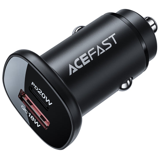 Bil laddare Acefast B1, 38W, 3A, 1 x USB-A - 1 x USB-C, Svart