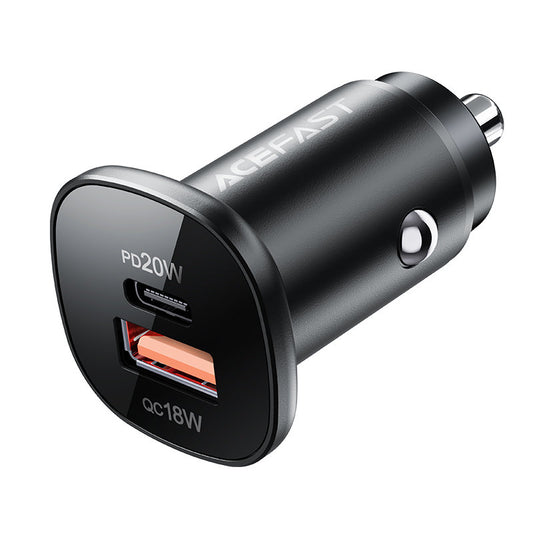 Bil laddare Acefast B1, 38W, 3A, 1 x USB-A - 1 x USB-C, Svart