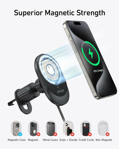 Anker MagGo trådlös billaddare, 15W, 1.67A, Svart B2932G11