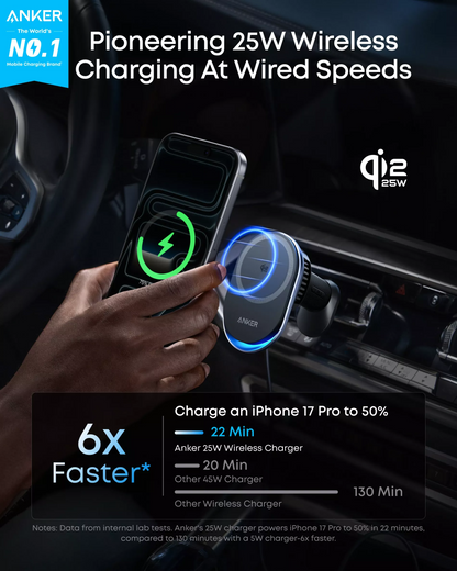 Anker Prime MagGo AirCool Trådlös Billaddare, 25W, Svart B2933H11