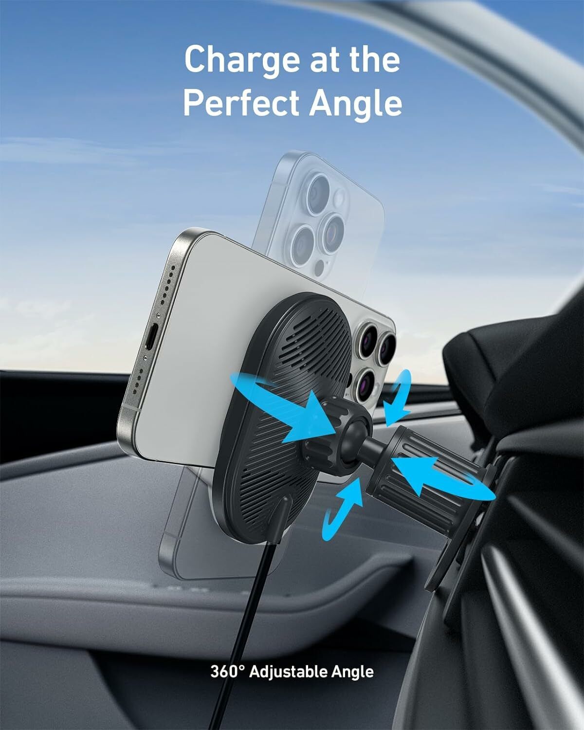 Anker MagGo trådlös billaddare, 15W, 1.67A, Svart B2932G11