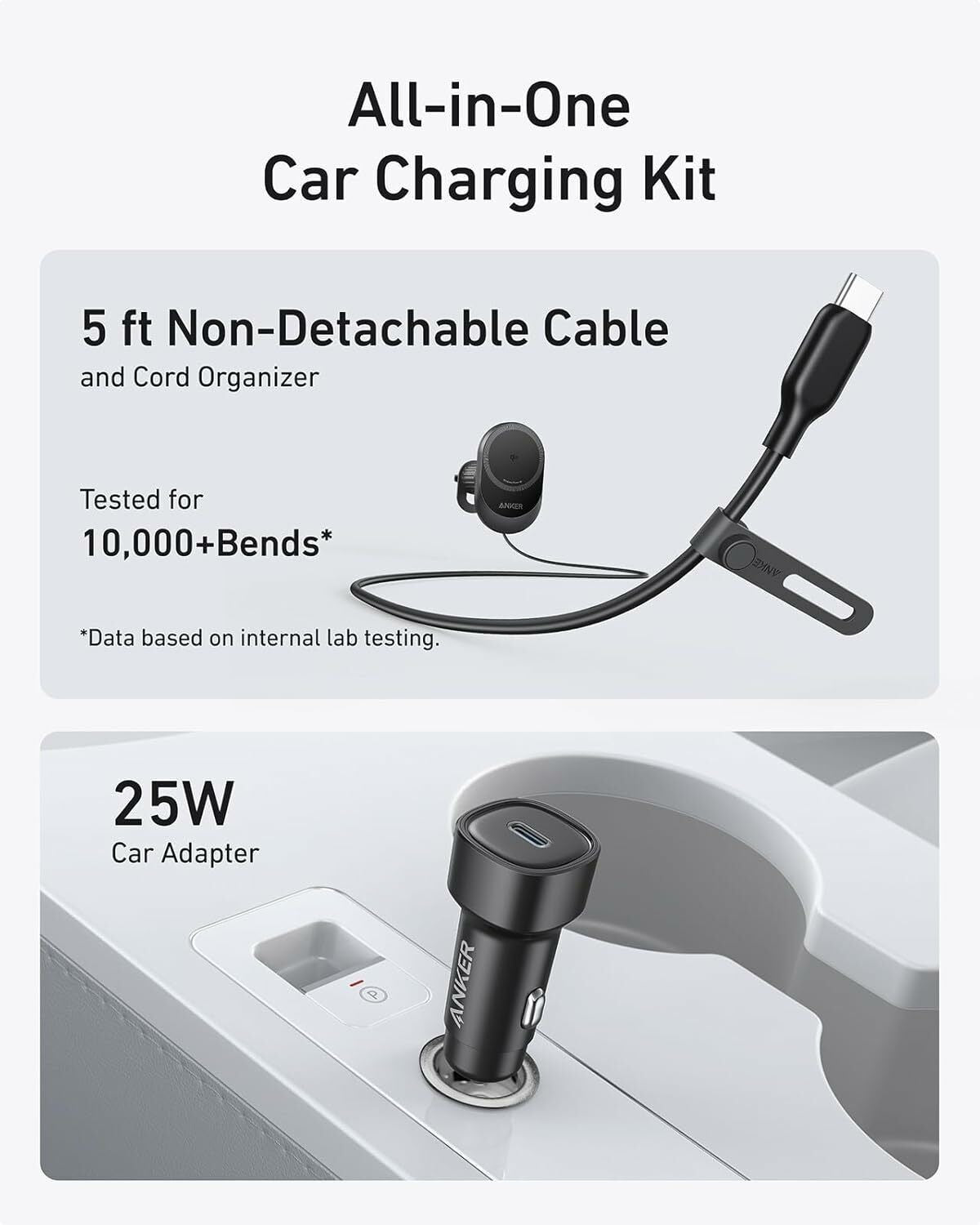 Anker MagGo trådlös billaddare, 15W, 1.67A, Svart B2932G11