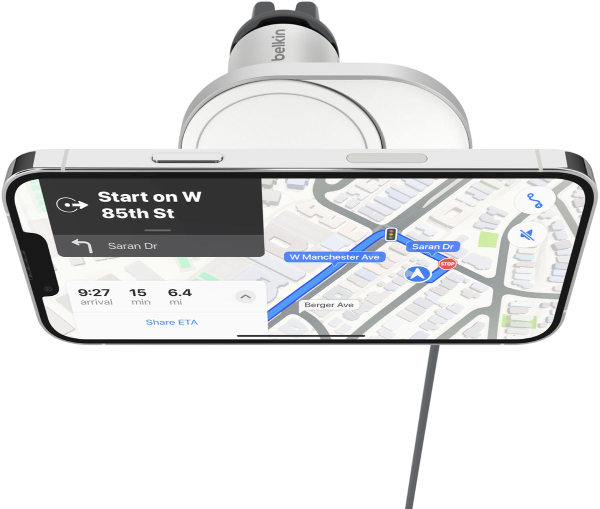 Belkin BoostCharge Pro trådlös billaddare, 15W, 1,67A, vit WIC008btGR-V2