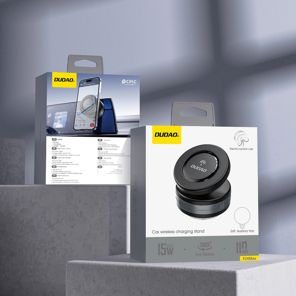 Dudao F24Max Trådlös Billaddare, 15W, 1.67A, Svart