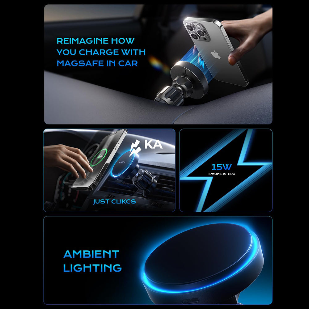 Trådlös Bil Laddare Lisen, 15W, 1.67A, Svart YL0223070007