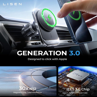 Lisen Wireless Car Charger, 15W, 1.67A, Black YL0223070009