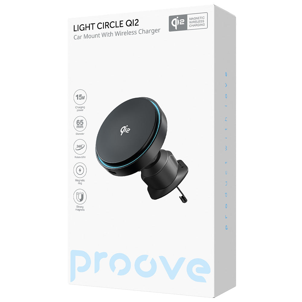Trådlös Bil Laddare Proove Light Circle, 15W, 1.67A, Grå WHLC15010002