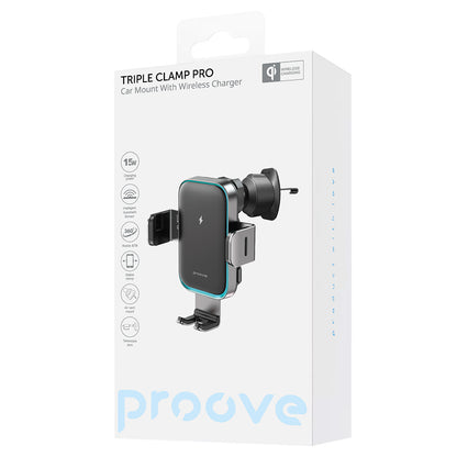 Trådlös Bilhållare Proove Triple Clamp Pro, 15W, 1.67A, Grå WHTP15010004