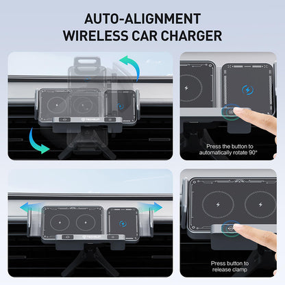 Trådlös Bil Laddare Techsuit SW1 ModoDock, 15W, 1.67A, Svart