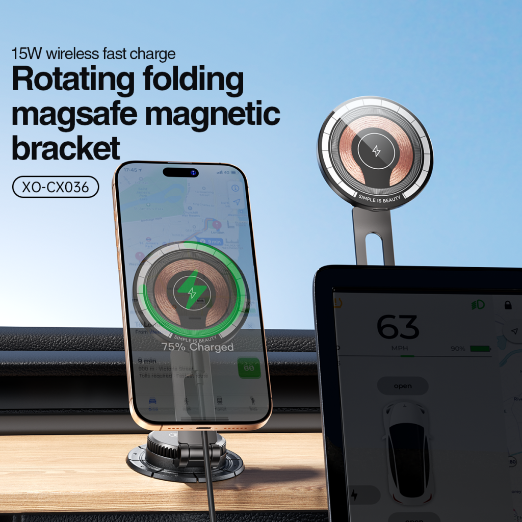 Trådlös Bil Laddare XO Design CX036, 15W, 1.67A, Svart