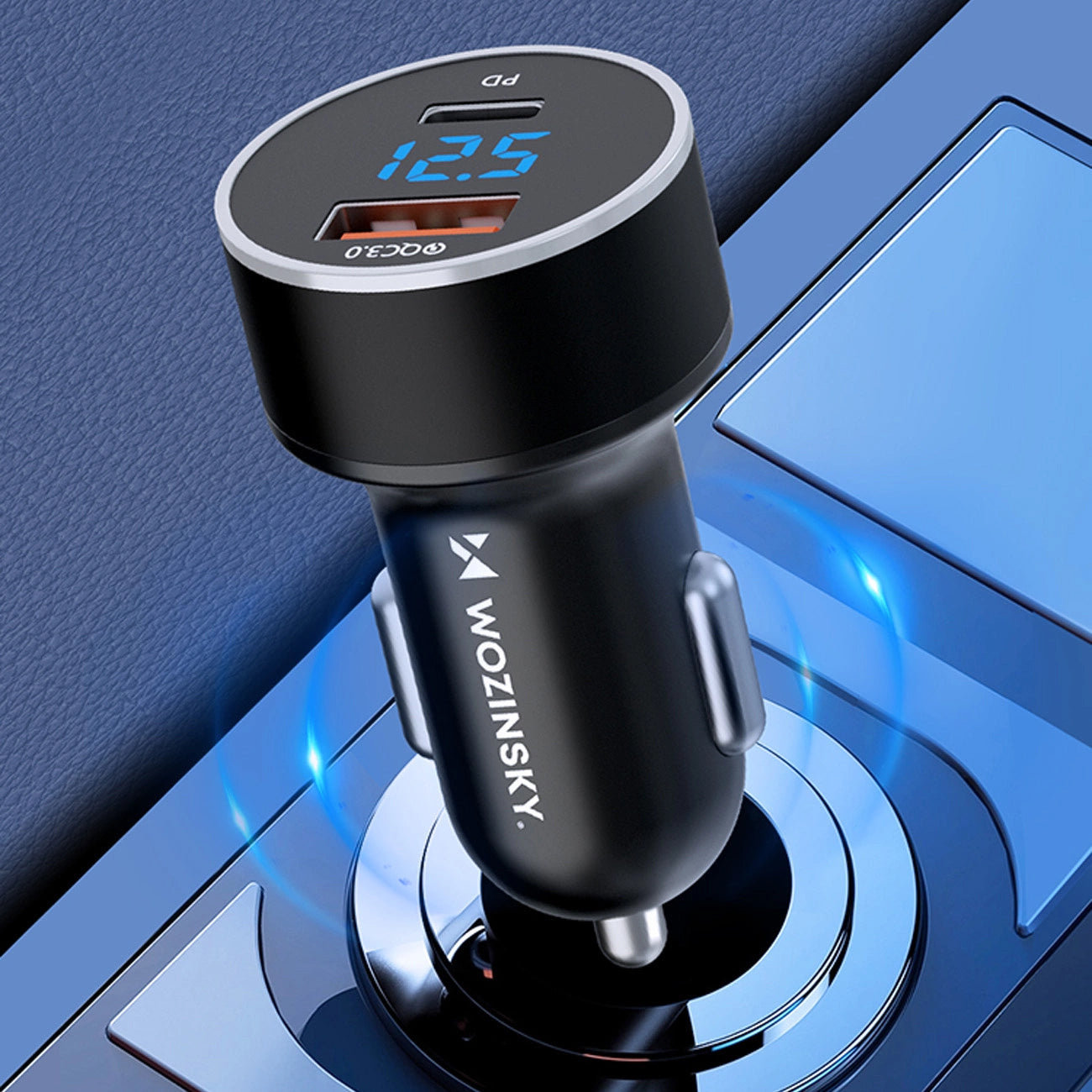 Billaddare WZK WDCCAC, 36W, 3A, 1 x USB-A - 1 x USB-C, Svart 