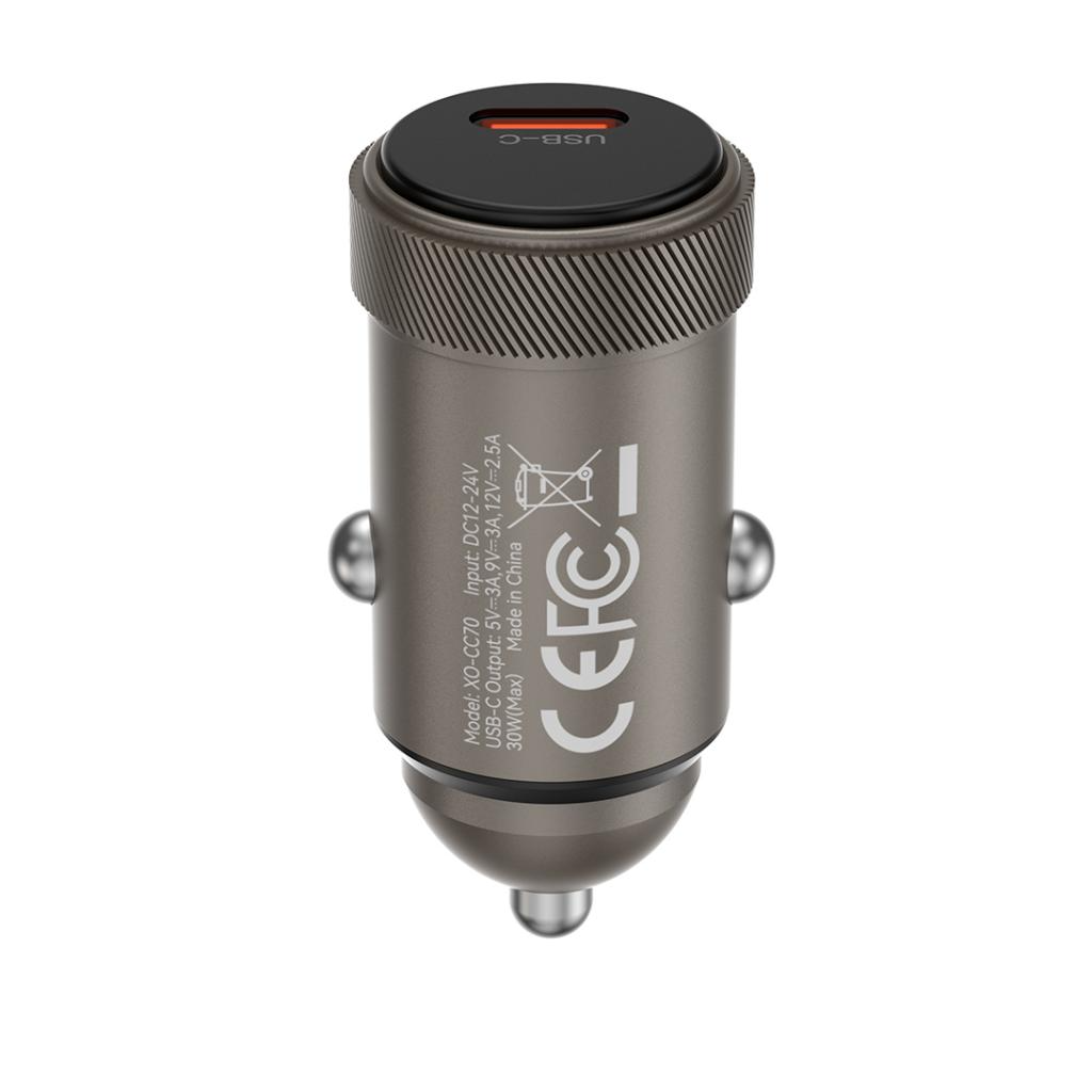 Bil laddare XO Design CC70, 30W, 3A, 1 x USB-C, Svart