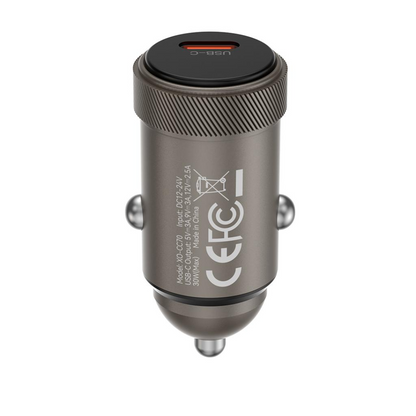 Bil laddare XO Design CC70, 30W, 3A, 1 x USB-C, Svart