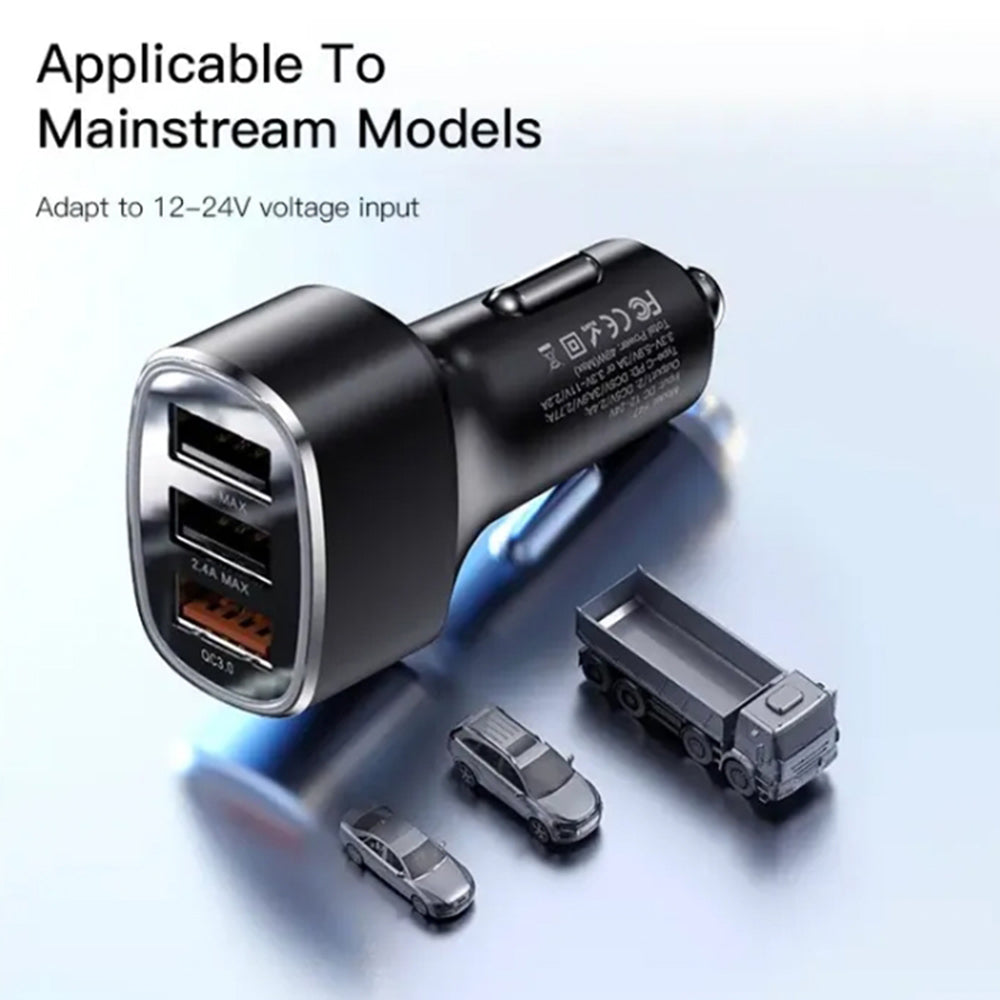 Bil laddare Yesido Y46, 42W, 3A, 3 x USB-A, Svart