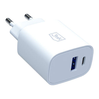 Nätadapter 3MK FlowPower, 25W, 1 x USB-A - 1 x USB-C, Vit
